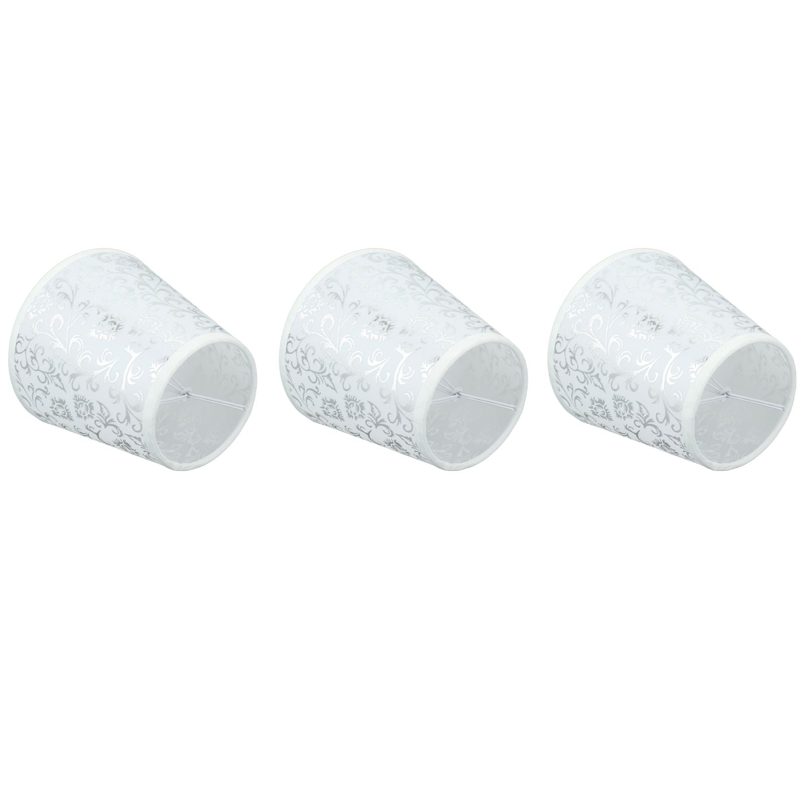 Cloth Lampshade Clip On Installation Modern Fabric Lamp Shades for E14 Bulb Chandelier Table Lamp 3pcs Silver V1294-YM0521-3119230069712