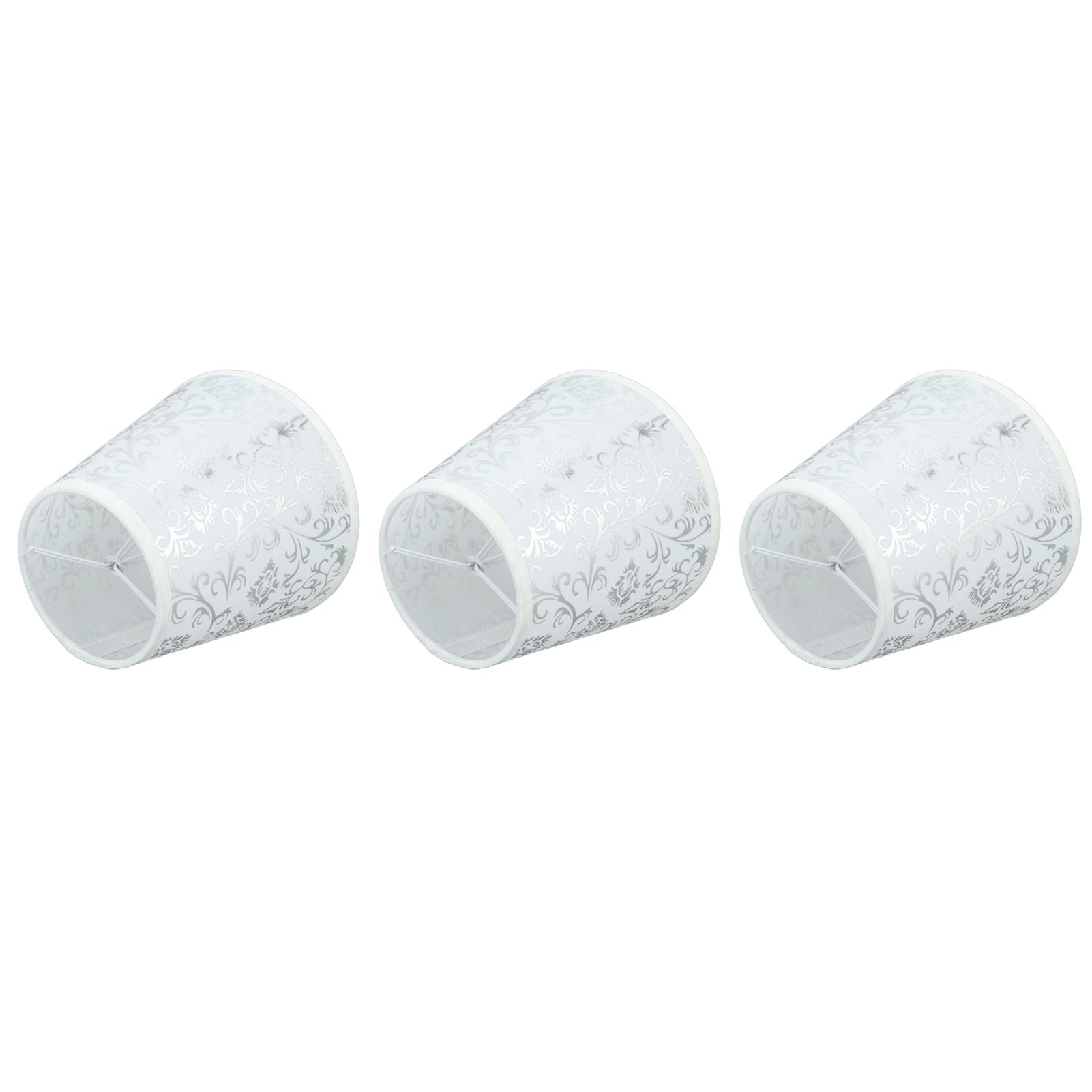 Cloth Lampshade Clip On Installation Modern Fabric Lamp Shades for E14 Bulb Chandelier Table Lamp 3pcs Silver V1294-YM0521-3119230069712