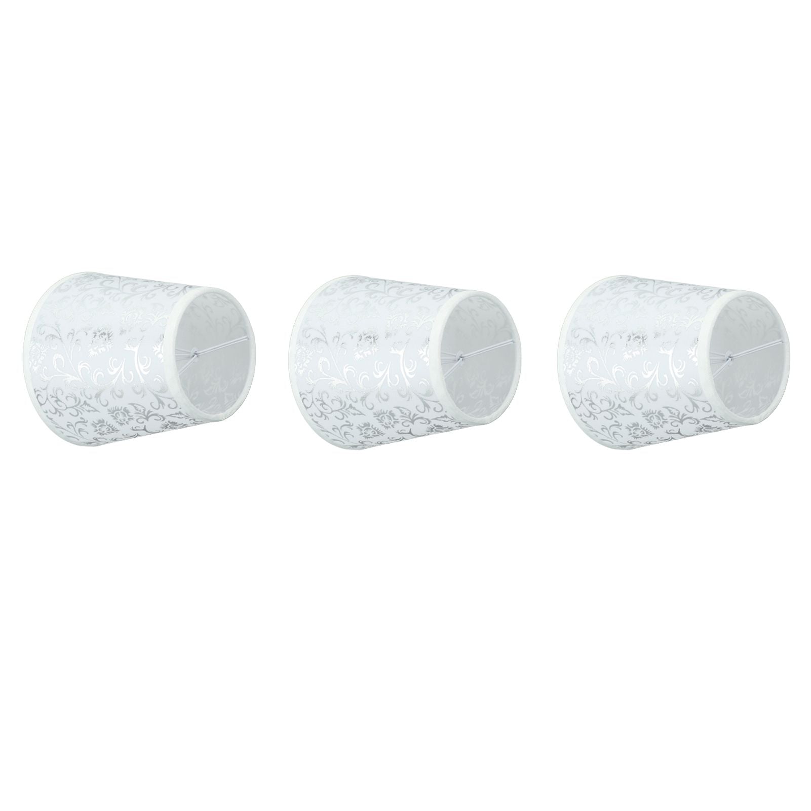 Cloth Lampshade Clip On Installation Modern Fabric Lamp Shades for E14 Bulb Chandelier Table Lamp 3pcs Silver V1294-YM0521-3119230069712