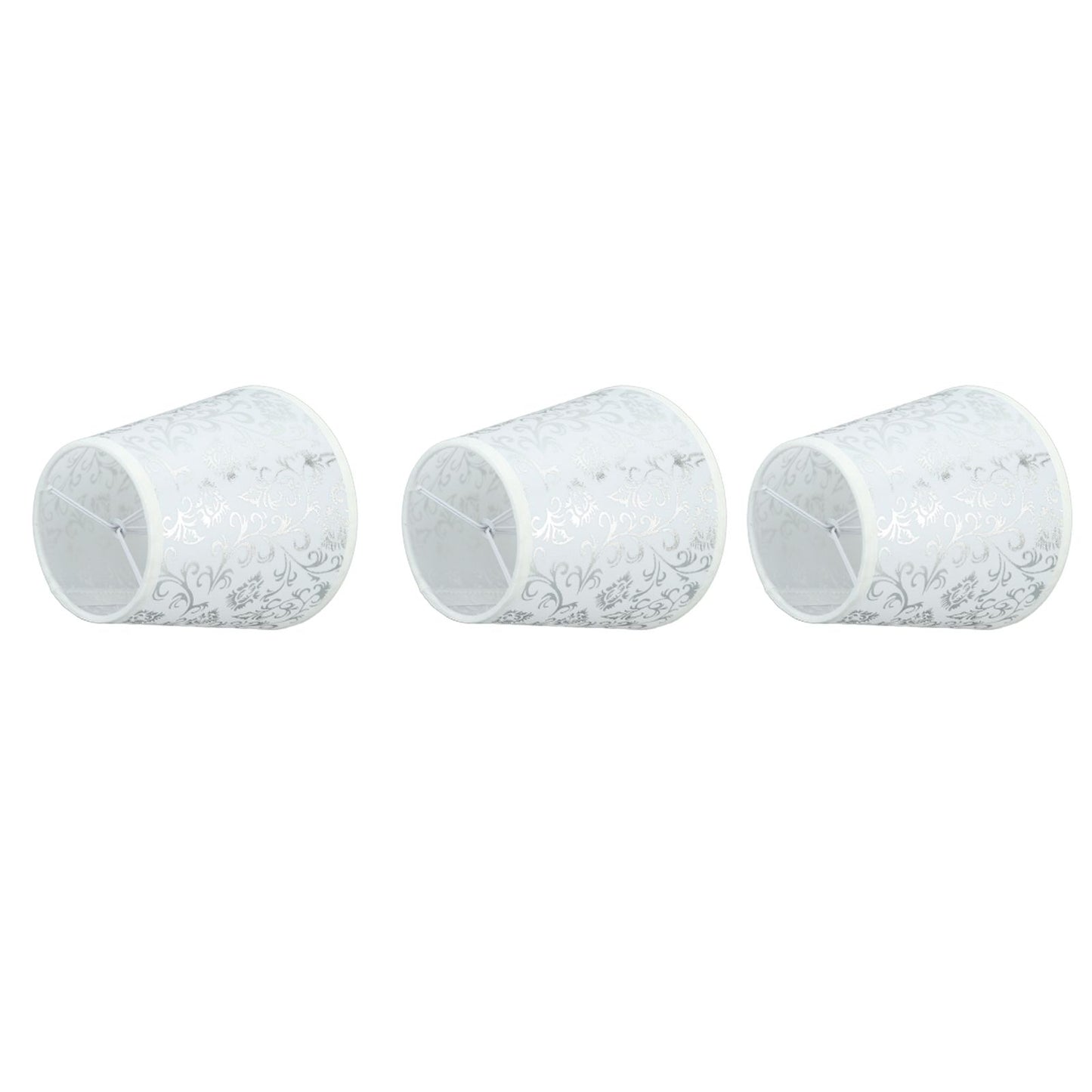 Cloth Lampshade Clip On Installation Modern Fabric Lamp Shades for E14 Bulb Chandelier Table Lamp 3pcs Silver V1294-YM0521-3119230069712