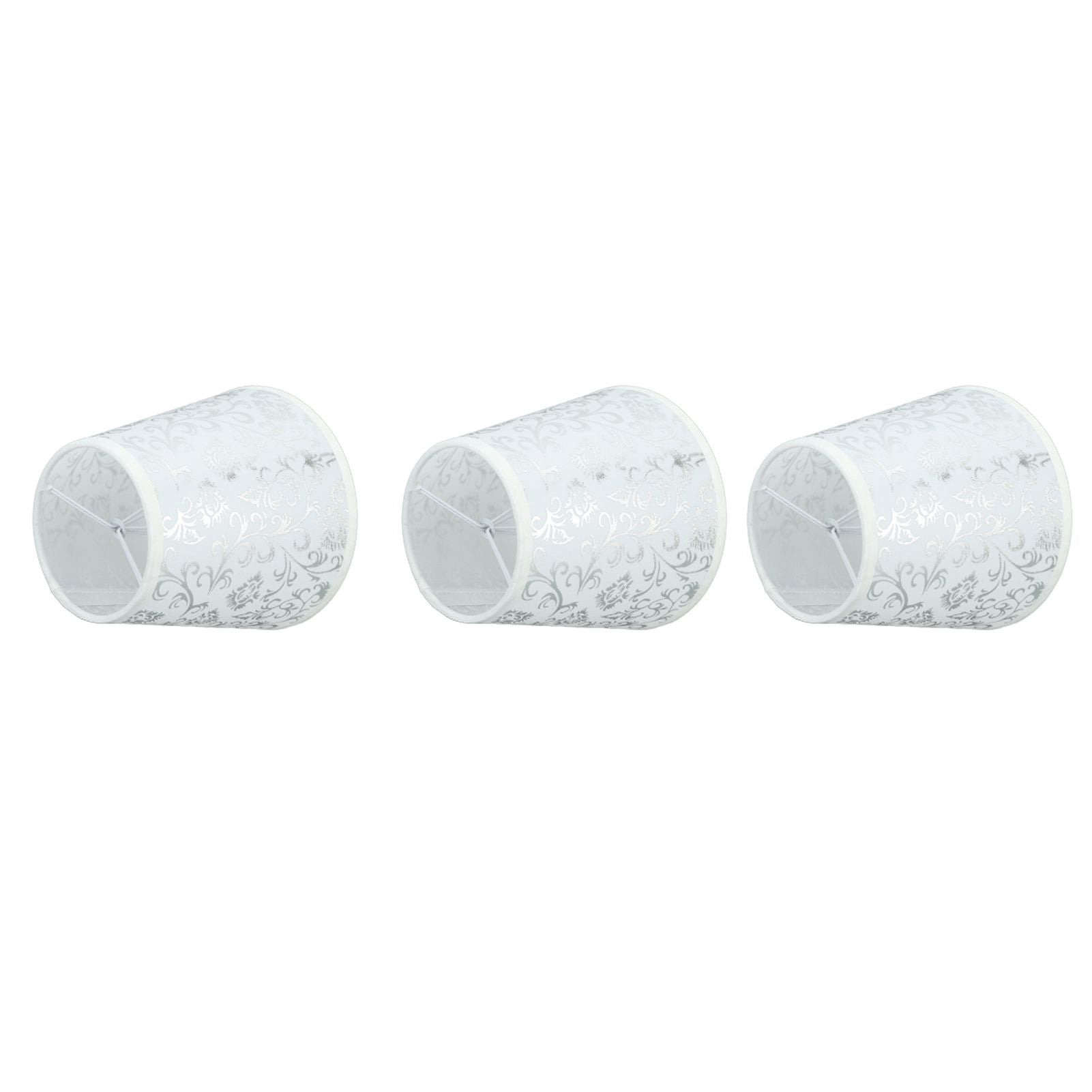 Cloth Lampshade Clip On Installation Modern Fabric Lamp Shades for E14 Bulb Chandelier Table Lamp 3pcs Silver V1294-YM0521-3119230069712