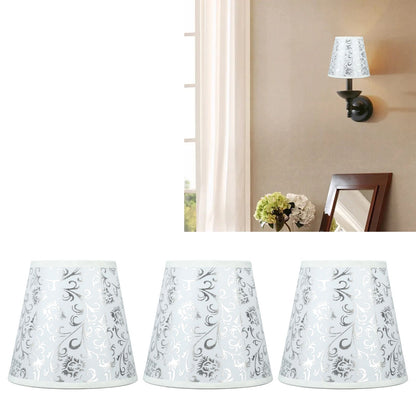 Cloth Lampshade Clip On Installation Modern Fabric Lamp Shades for E14 Bulb Chandelier Table Lamp 3pcs Silver V1294-YM0521-3119230069712
