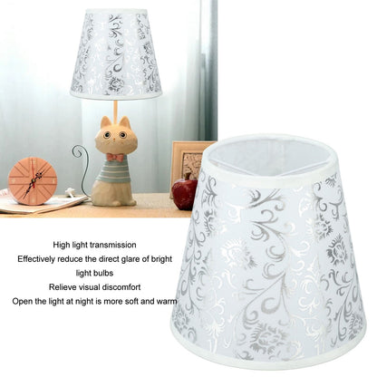 Cloth Lampshade Clip On Installation Modern Fabric Lamp Shades for E14 Bulb Chandelier Table Lamp 3pcs Silver V1294-YM0521-3119230069712