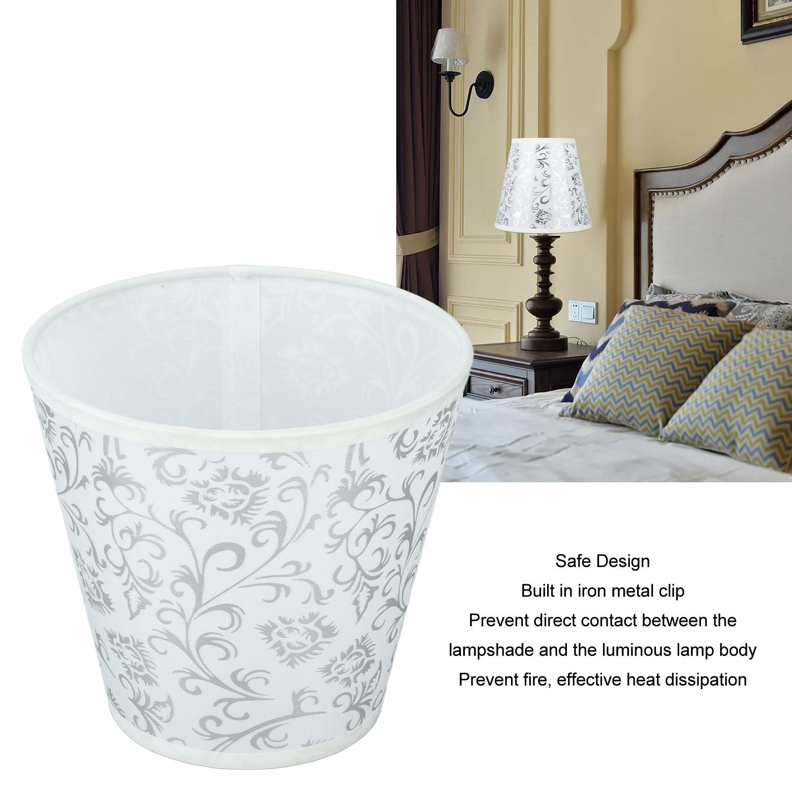 Cloth Lampshade Clip On Installation Modern Fabric Lamp Shades for E14 Bulb Chandelier Table Lamp 3pcs Silver V1294-YM0521-3119230069712