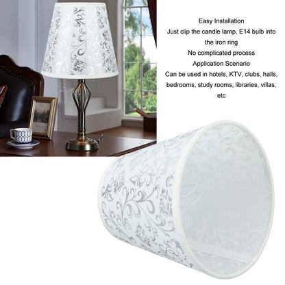 Cloth Lampshade Clip On Installation Modern Fabric Lamp Shades for E14 Bulb Chandelier Table Lamp 3pcs Silver V1294-YM0521-3119230069712