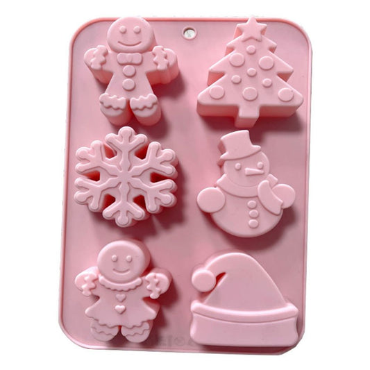 Christmas Series Silicone Molds with 6 Hole Snowman Socks Snowflake Santa Claus DIY Cake Baking Decoration V1294-YM0523-10316960