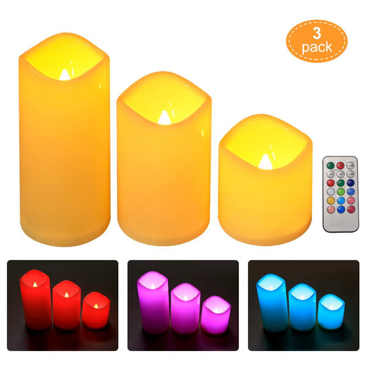 3Pcs/Set LED Flameless Candle Lights Remote Control Candle Lights Night Light Battery Powered Led Tea Lights V1294-YM0523-10317235