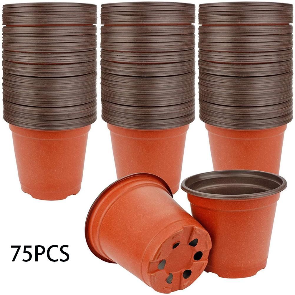 75 Pcs Plastic Plant Flower Pot Nursery Transplanting Pot Seeds Container Garden Decoration V1294-YM0523-10317349