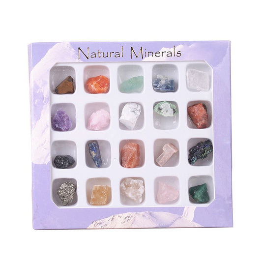 20 Pcs Christmas Advent Calendar Countdown Toy Natural Crystal Agate Stone Rocks Minerals and Fossils V1294-YM0523-10317437
