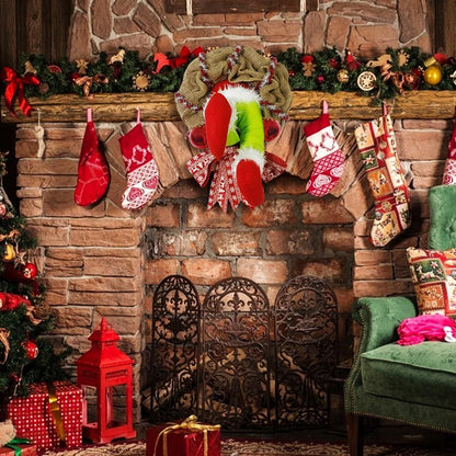 Christmas Thief Stole Wreath Christmas Decorations Christmas Burlap Garland for Doors Windows and Walls V1294-YM0523-10317438