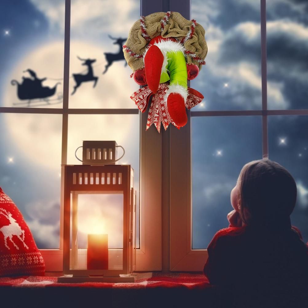 Christmas Thief Stole Wreath Christmas Decorations Christmas Burlap Garland for Doors Windows and Walls V1294-YM0523-10317438