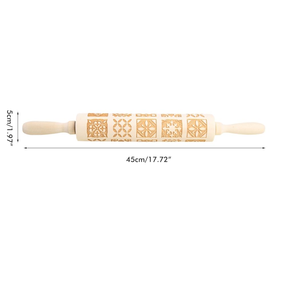 Christmas Engraved Rolling Pin Wooden Embossing Rolling Dough Roller 20 Patterned Pastry Roller for Xmas V1294-YM0523-10317491