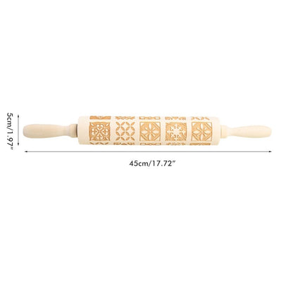 Christmas Engraved Rolling Pin Wooden Embossing Rolling Dough Roller 20 Patterned Pastry Roller for Xmas V1294-YM0523-10317491
