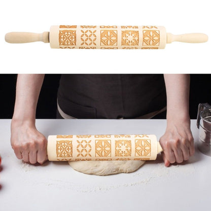 Christmas Engraved Rolling Pin Wooden Embossing Rolling Dough Roller 20 Patterned Pastry Roller for Xmas V1294-YM0523-10317491