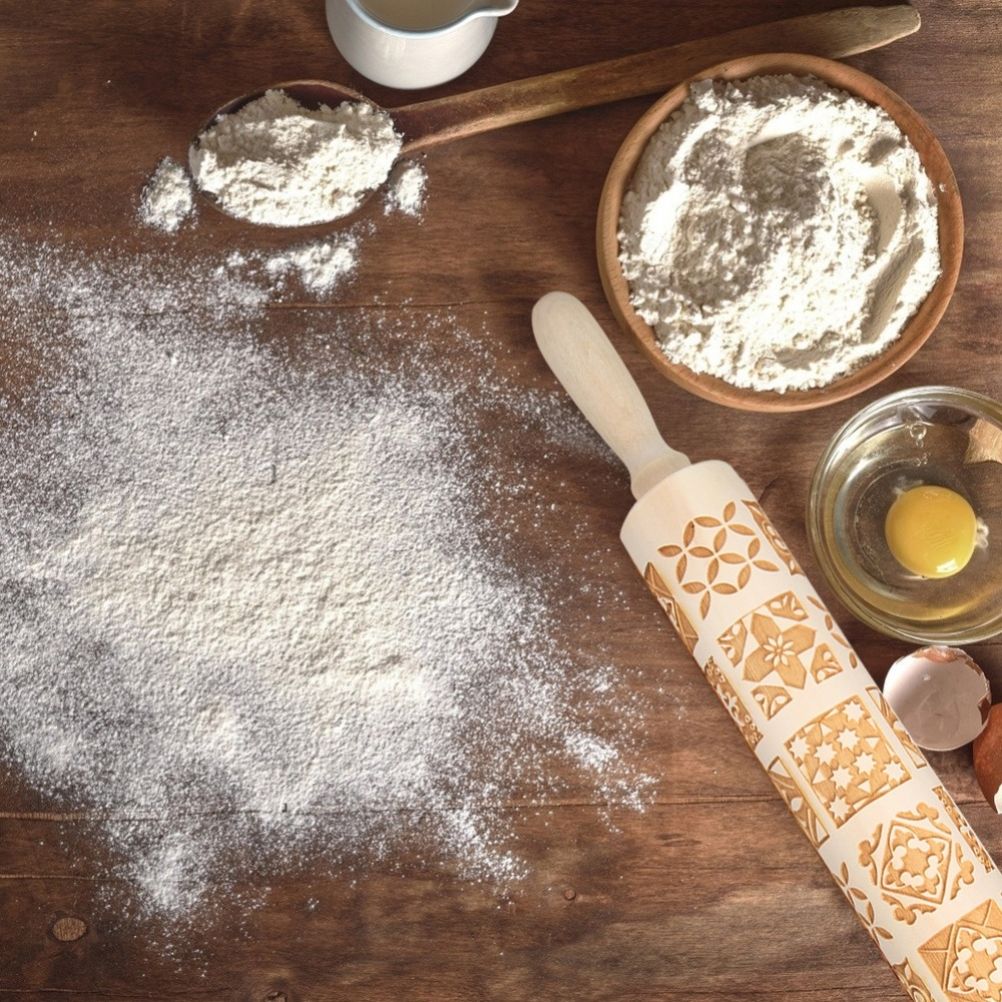 Christmas Engraved Rolling Pin Wooden Embossing Rolling Dough Roller 20 Patterned Pastry Roller for Xmas V1294-YM0523-10317491