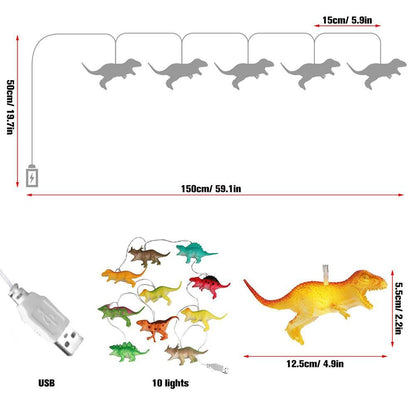 2 Meter 10 LED Fairy Lights Dinosaur String Light Decorative Lamp Party Fun Night Light Children's Room V1294-YM0523-10317881