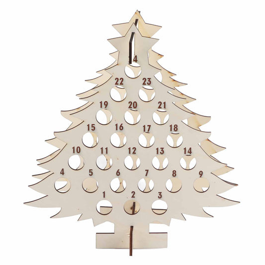 Christmas Advent Calendar Countdown 24 Wooden Christmas Tree Mini Alcohol Holder Wine Bottle Stand Decoration V1294-YM0523-10318148