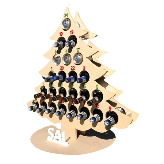 Christmas Advent Calendar Countdown 24 Wooden Christmas Tree Mini Alcohol Holder Wine Bottle Stand Decoration V1294-YM0523-10318149