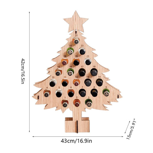 Christmas Advent Calendar Countdown 24 Wooden Christmas Tree Mini Alcohol Holder Wine Bottle Stand Decoration V1294-YM0523-10318149