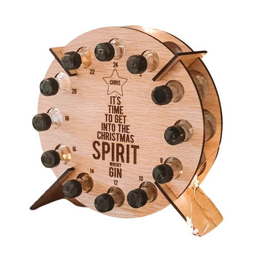 Christmas Advent Calendar Countdown 24 Wooden Christmas Tree Mini Alcohol Holder Wine Bottle Stand Decoration V1294-YM0523-10318150