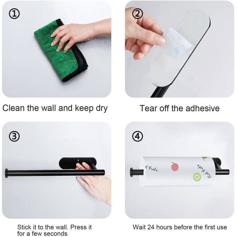 Paper Towel Holders Wall Mount Under Cabinet Self Adhesive Drilling Stainless Steel Paper Towel Rolls Holder V1294-YM0523-10318241