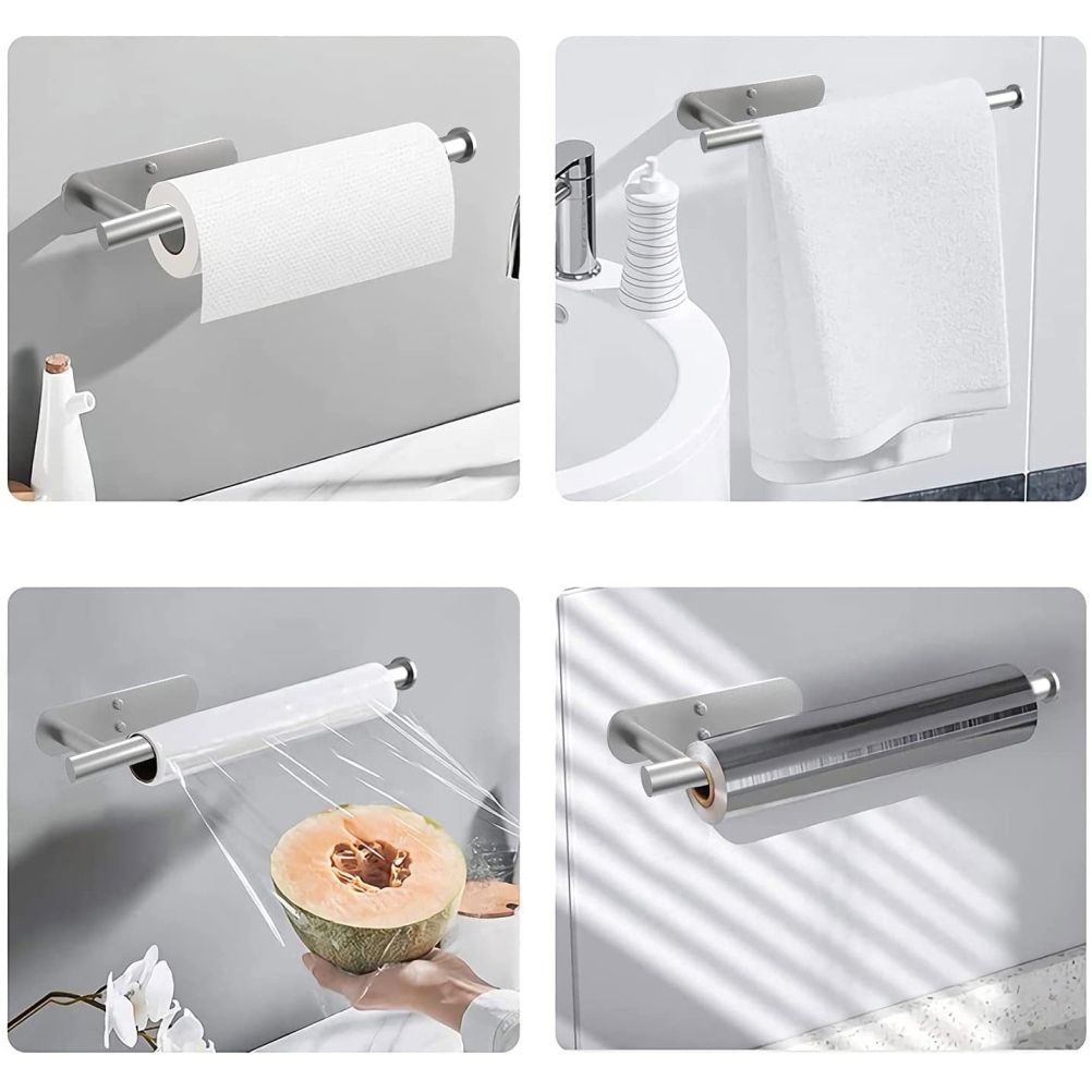 Paper Towel Holders Wall Mount Under Cabinet Self Adhesive Drilling Stainless Steel Paper Towel Rolls Holder V1294-YM0523-10318241