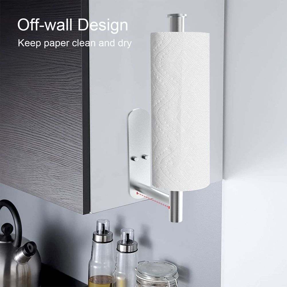Paper Towel Holders Wall Mount Under Cabinet Self Adhesive Drilling Stainless Steel Paper Towel Rolls Holder V1294-YM0523-10318241