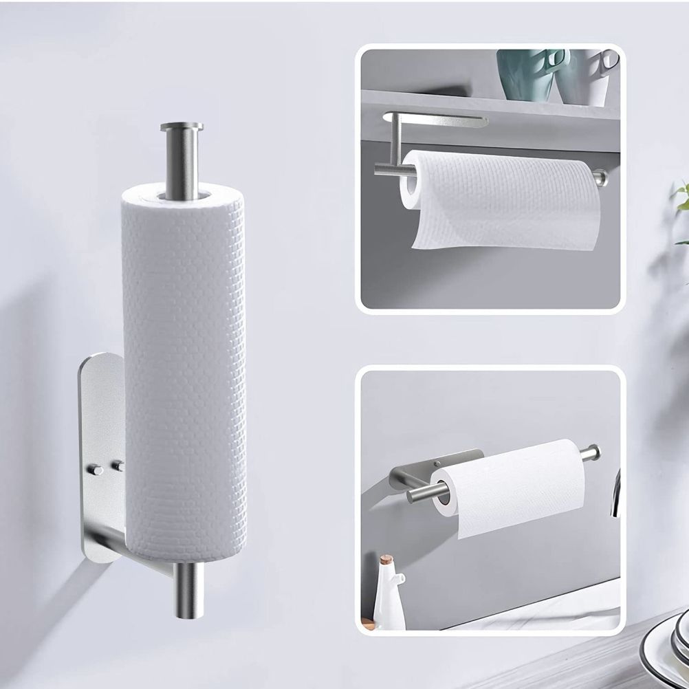 Paper Towel Holders Wall Mount Under Cabinet Self Adhesive Drilling Stainless Steel Paper Towel Rolls Holder V1294-YM0523-10318241