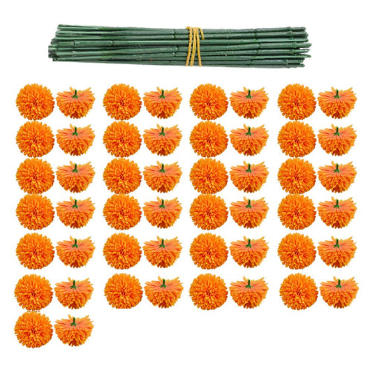 50Pcs Marigold Artificial Flower for Diwali Home Decor DIY Wreath Garland Craft Wedding Party Decoration V1294-YM0523-10318500