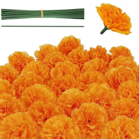 50Pcs Marigold Artificial Flower for Diwali Home Decor DIY Wreath Garland Craft Wedding Party Decoration V1294-YM0523-10318500