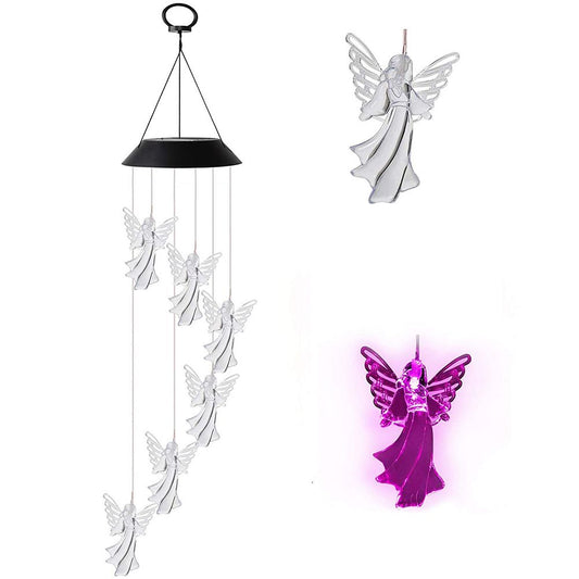 Outdoor Angel Solar Wind Chimes Light 7 Color Changing Solar Mobile Waterproof LED Wind Chimes for Home Party V1294-YM0523-10319251