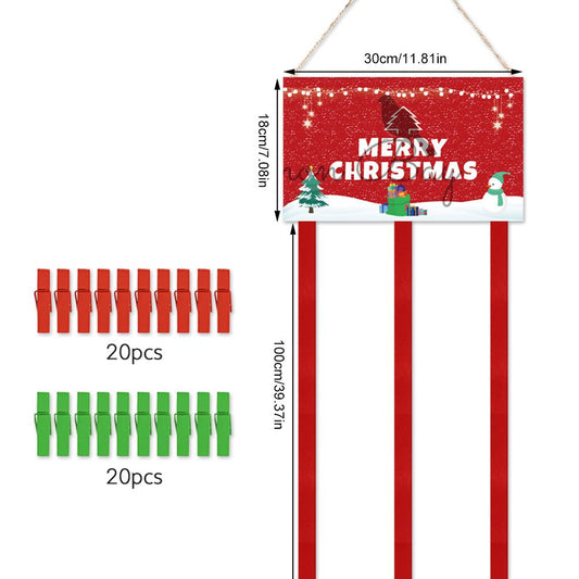 Christmas Card Holder Felt Wall Hanging Picture Holders with 40 Photo Clips Picture Frame Collage Decoration V1294-YM0523-10319889