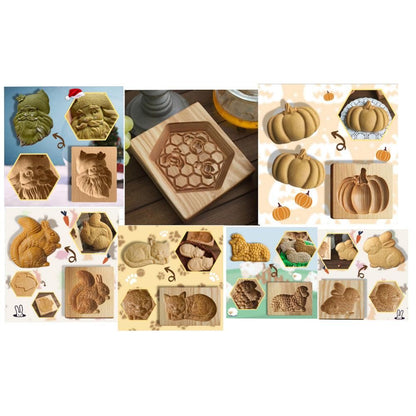 Christmas Wooden Mold Carved Press Stamp Molds Biscuit Cutters Christmas Decoration Kitchen Baking Tool V1294-YM0523-10320141