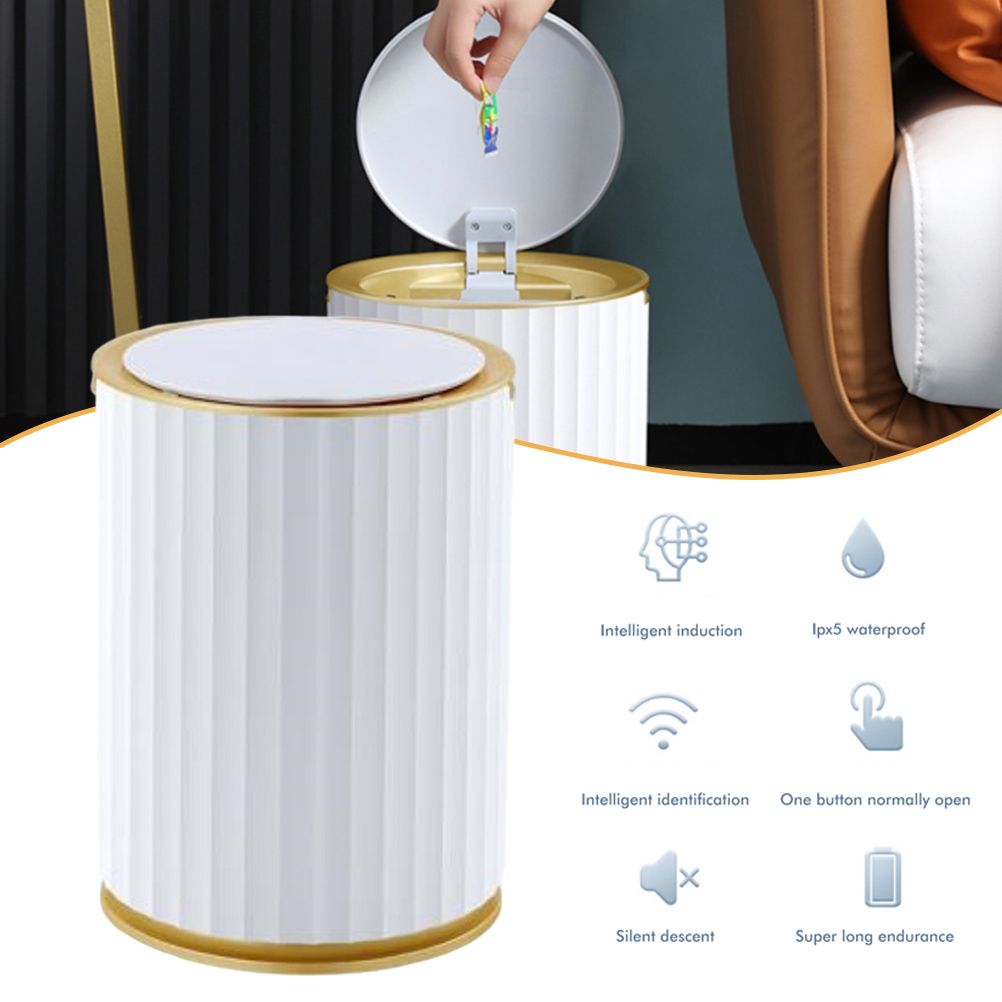 Smart Sensor Trash Waterproof Kitchen Bathroom Sensor Bin with Lid Large Capacity Garbage Waste Bin for V1294-YM0523-10320546