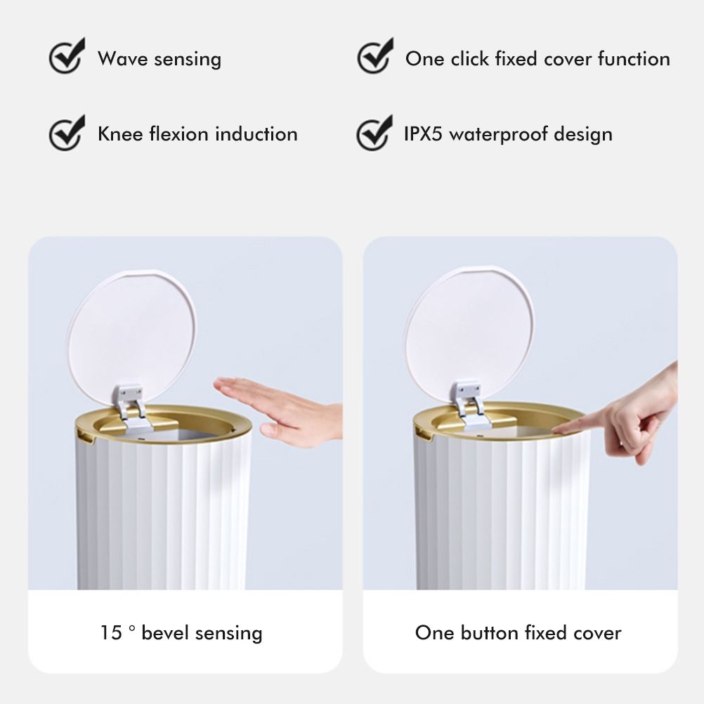 Smart Sensor Trash Waterproof Kitchen Bathroom Sensor Bin with Lid Large Capacity Garbage Waste Bin for V1294-YM0523-10320546
