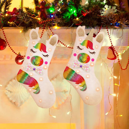 Christmas Stocking with LED Light Sparkly Sequins Stockings Candy Gift Bag for Christmas Decoration V1294-YM0523-10320585