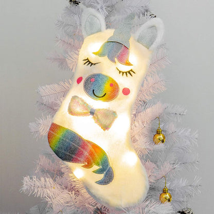 Christmas Stocking with LED Light Sparkly Sequins Stockings Candy Gift Bag for Christmas Decoration V1294-YM0523-10320585