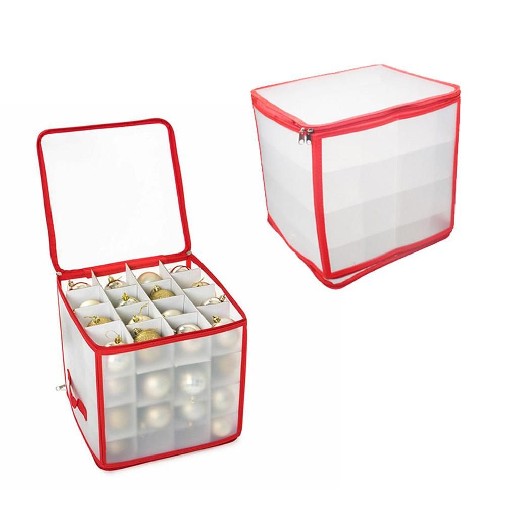 Clear Storage Box for Christmas Tree Baubles PVC Folding Christmas Decorations Storage Box for Up to 64 V1294-YM0523-10320778