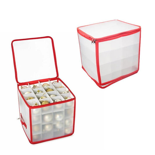 Clear Storage Box for Christmas Tree Baubles PVC Folding Christmas Decorations Storage Box for Up to 64 V1294-YM0523-10320778