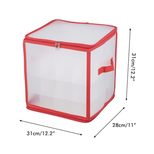 Clear Storage Box for Christmas Tree Baubles PVC Folding Christmas Decorations Storage Box for Up to 64 V1294-YM0523-10320778