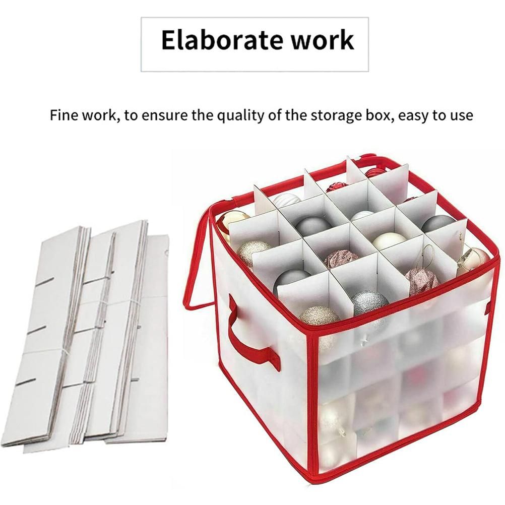 Clear Storage Box for Christmas Tree Baubles PVC Folding Christmas Decorations Storage Box for Up to 64 V1294-YM0523-10320778