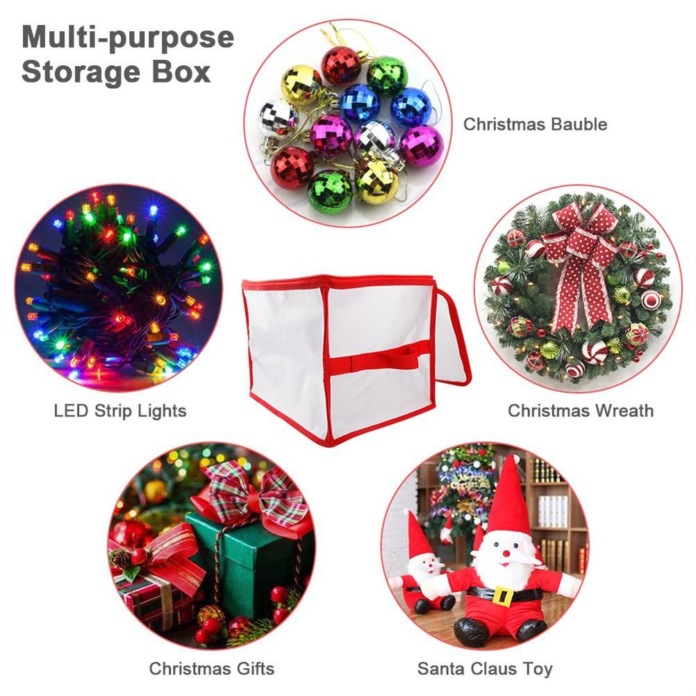 Clear Storage Box for Christmas Tree Baubles PVC Folding Christmas Decorations Storage Box for Up to 64 V1294-YM0523-10320778