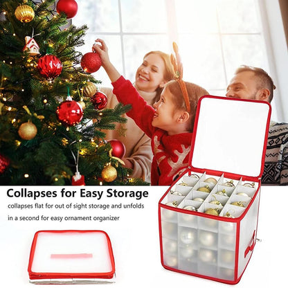 Clear Storage Box for Christmas Tree Baubles PVC Folding Christmas Decorations Storage Box for Up to 64 V1294-YM0523-10320778