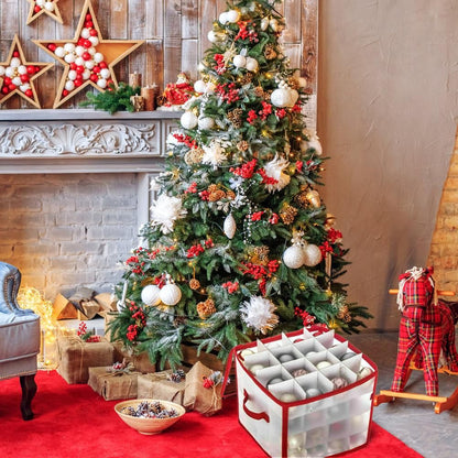 Clear Storage Box for Christmas Tree Baubles PVC Folding Christmas Decorations Storage Box for Up to 64 V1294-YM0523-10320778
