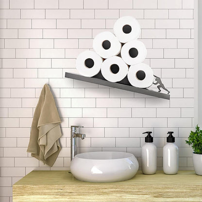 Floating Shelf Toilet Paper Holder Modern Wall Mount Organizer for Rolls Tissues Valentine's Day Gift V1294-YM0523-10321099