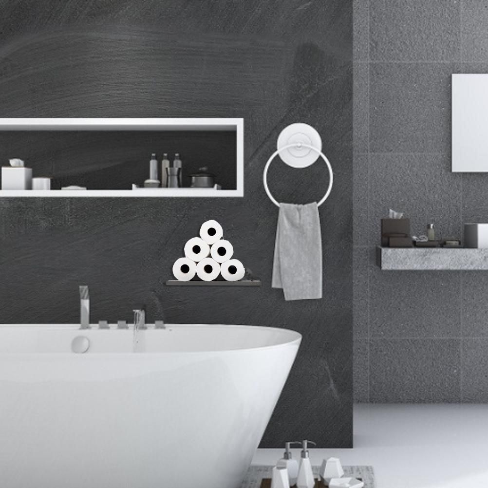 Floating Shelf Toilet Paper Holder Modern Wall Mount Organizer for Rolls Tissues Valentine's Day Gift V1294-YM0523-10321099