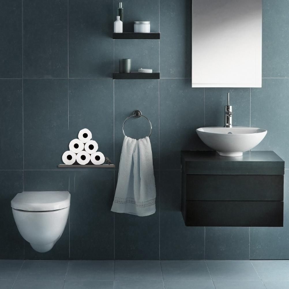 Floating Shelf Toilet Paper Holder Modern Wall Mount Organizer for Rolls Tissues Valentine's Day Gift V1294-YM0523-10321099