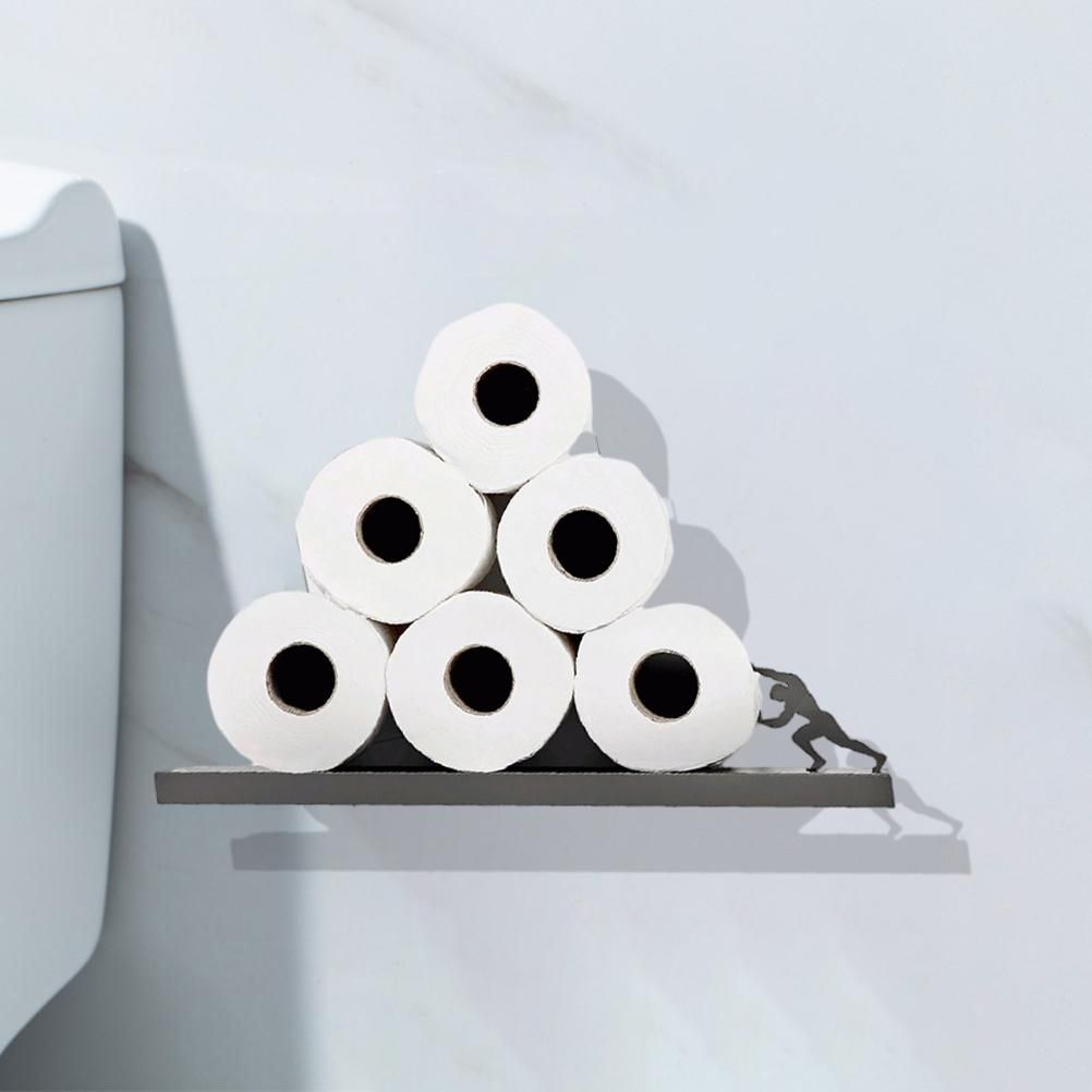 Floating Shelf Toilet Paper Holder Modern Wall Mount Organizer for Rolls Tissues Valentine's Day Gift V1294-YM0523-10321099