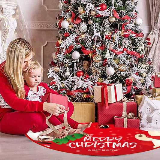 90cm Christmas Tree Skirt Brushed Cloth Carpet Personality Pattern New Year Christmas Tree Floor Mat V1294-YM0523-10321243