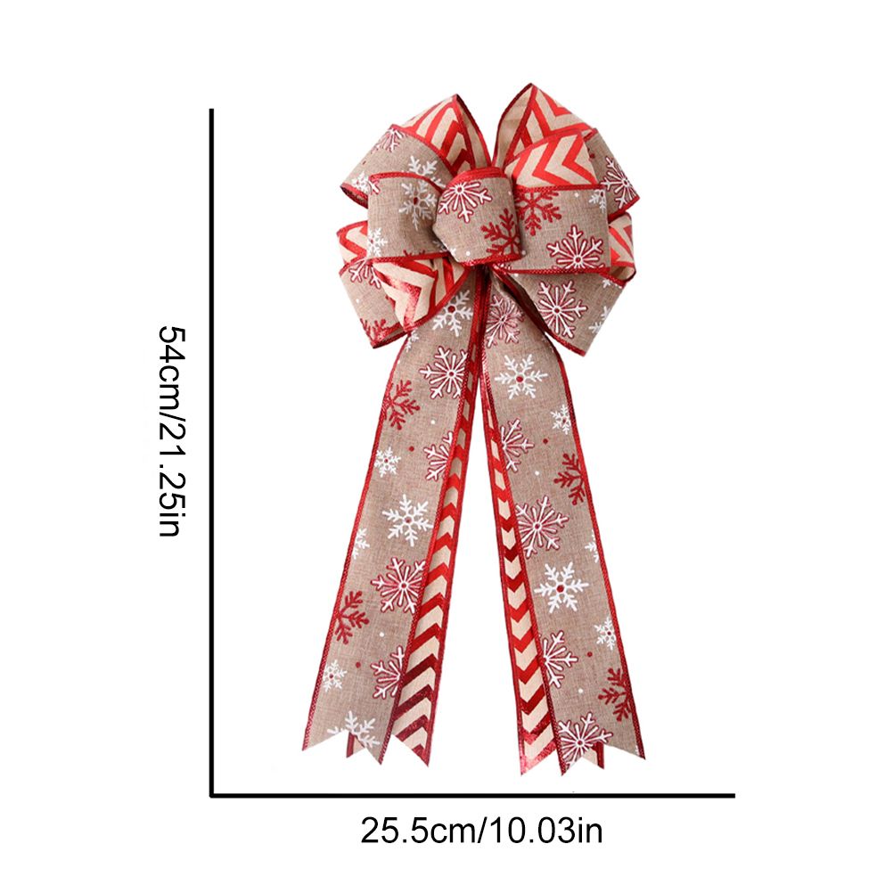 Christmas Double Layer Linen Bow Christmas Bowknot for Xmas Tree Decorations Maple Leaf Striped Snowflake V1294-YM0523-10321467